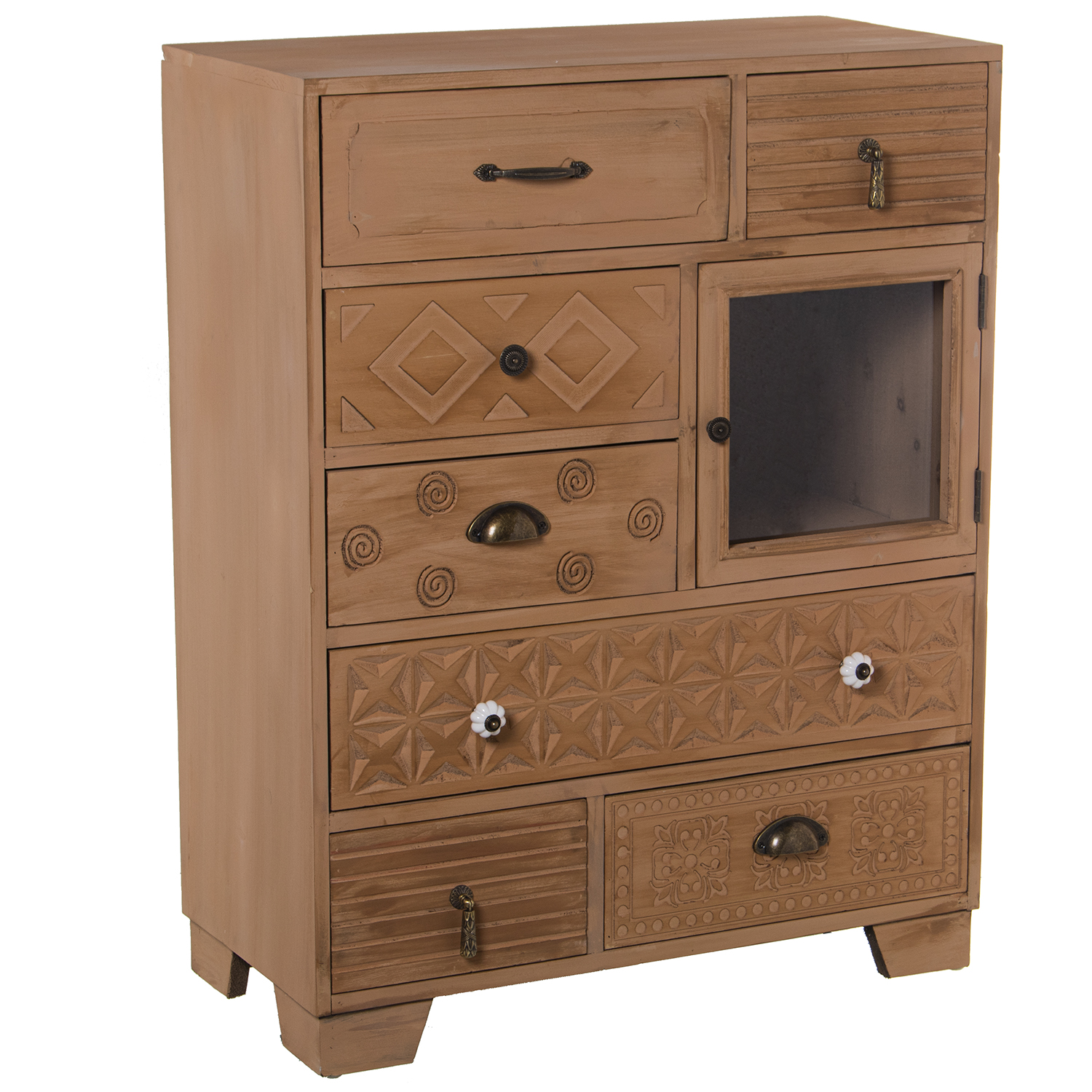 Mueble entrada consola 3 cajones madera tallados - BoskeDecor